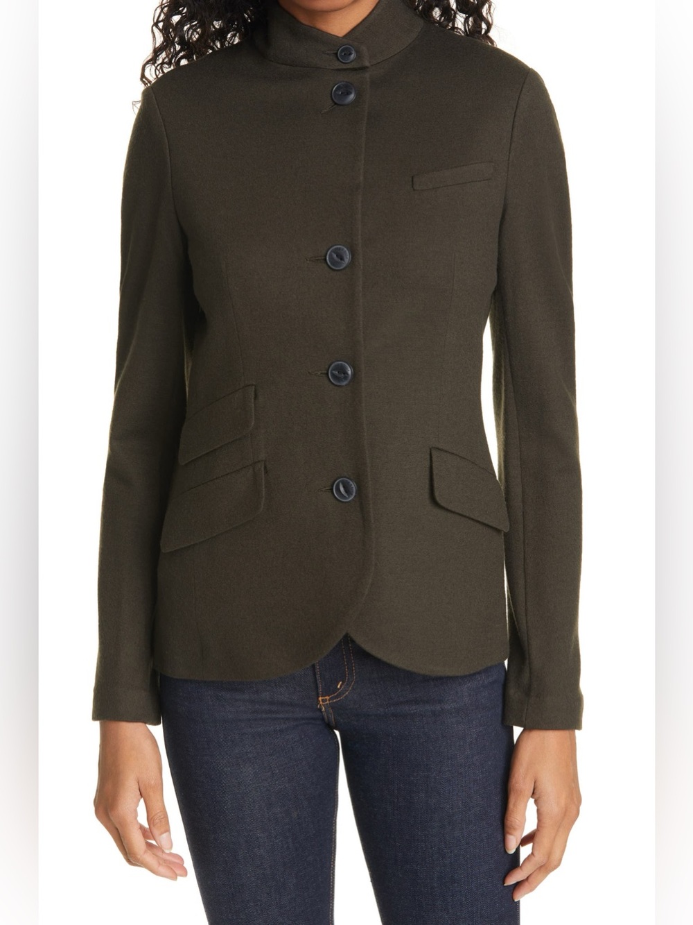 Rag & Bone Slade Wool Women's Button-Front Jacket Blazer In Armygrn Retail 588